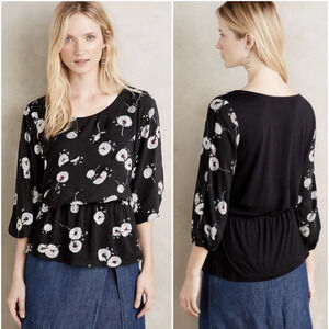Deletta Wished Blooms Dandelion Top Womens Size S Anthropologie Peekaboo Sleeves